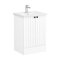 Vitra Root Groove 69331 Lavabo Dolabı, Kapaklı, 60 Cm,Yerden, Mat Beyaz, Yuvarlak Lavabolu